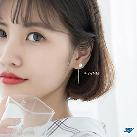 Bông tai bạc hình nơ gắn trai chất liệu bạc s925 MS065t