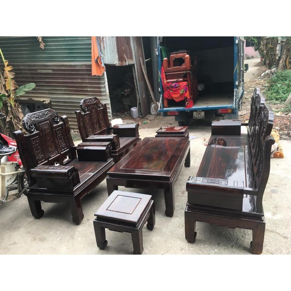 Bộ bàn ghế phòng khách âu á hộp trương voi gỗ sồi mỹ 2m2