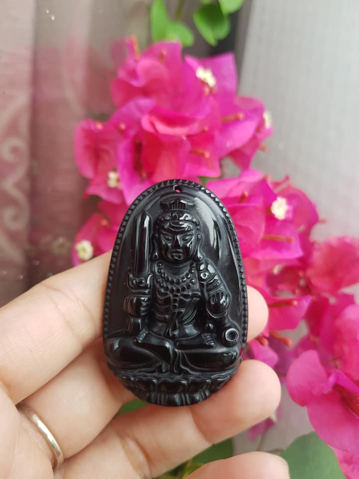 Mặt Dây Chuyền Bất Động Minh Vương Độ Mệnh Nam Tuổi DẬU Chất liệu đá mã não đen Hợp Nam mệnh Thủy, mệnh Mộc Size nam C53mm x N39mm x S11mm ạ