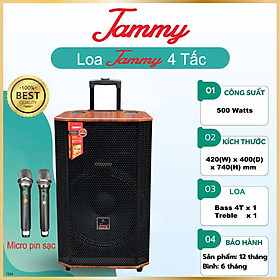 Loa kéo hát karaoke bass 4 tấc Jammy F1544K - Công suất 500W- Hàng chính Hãng