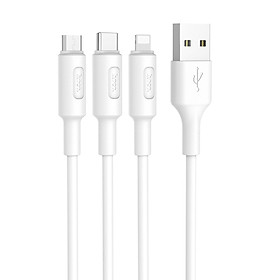 Cáp sạc 3 đầu chính hãng -Hoco X25 + Tặng Gía Đỡ Điện Thoại - Chính Hãng 