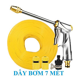 Bộ dây vòi xịt nước rửa xe, tưới cây . tăng áp 3 lần, loại 7m, 10m 206701-2 đầu đồng, cút, nối đen 