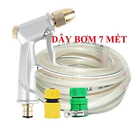 Bộ dây vòi xịt nước rửa xe, tưới cây . tăng áp 3 lần, loại 7m, 10m 206701 đầu đồng, cút, + tặng khăn phượt