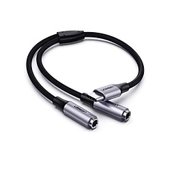Ugreen 30732 20CM màu Trắng Cáp chuyển đổi TYPE C sang 2 đầu 3.5mm Không DAC AV144  Hàng chính Hãng