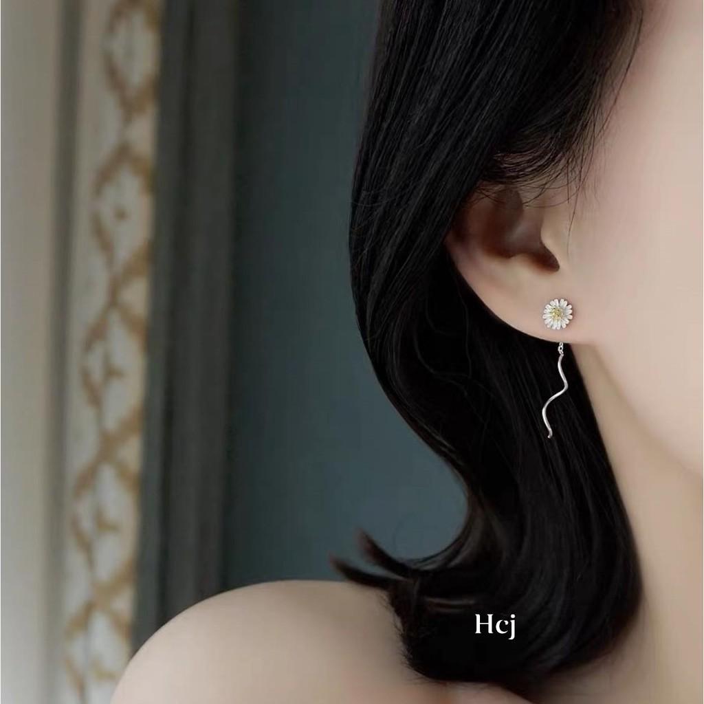 Bông tai bạc mặt hoa cúc chất liệu bạc s925 MS006c