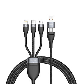 Cáp sạc nhanh 3 đầu Baseus Flash Series 3 in1 Plus (USB+ Type C to Micro + Type C, 100W Quick Charge and Data)