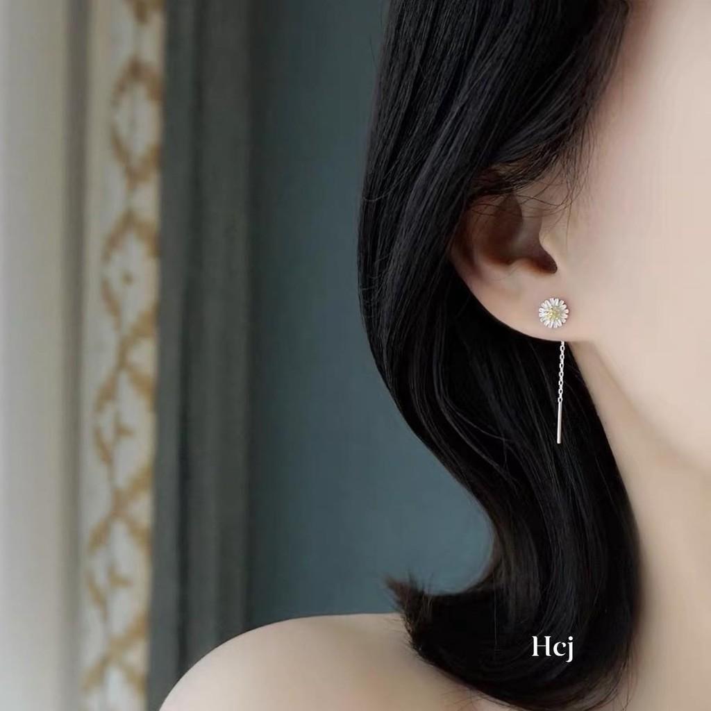 Bông tai bạc mặt hoa cúc chất liệu bạc s925 MS006c