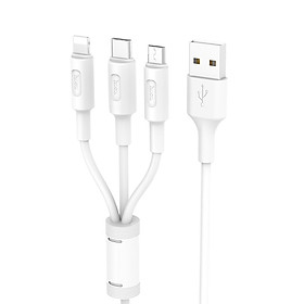 Cáp Sạc Hoco X25 - 3 Đầu (Lighting, Micro, Type-C) + Tặng Kèm Ghế Đỡ Điện Thoại Chữ O - Hàng Chính Hãng