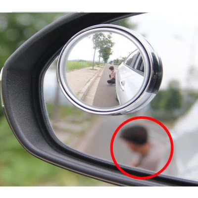 Bộ 2 Gương Cầu Lồi Chiếu Hậu Ô Tô Xoay 360° Xóa Điểm Mù Kính Thật Tráng Bạc Loại Tốt