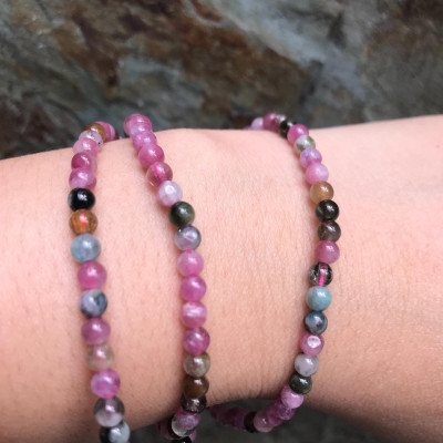 VÒNG TAY PHONG THỦY ĐÁ TOURMALINE TỰ NHIÊN XINH QUẤN TAY 3 VÒNG ĐỦ MÀU ĐẸP 3ly9 NỮ TẤT CẢ CÁC MỆNH ĐEO