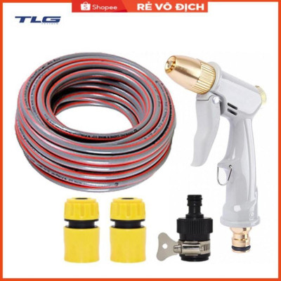 Bộ dây vòi xịt nước rửa xe, tưới cây tăng áp 3 lần, loại 20m (cút nhựa nối 713-1) 206846