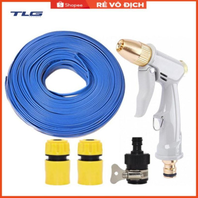 Bộ dây vòi xịt nước rửa xe, tưới cây tăng áp 3 lần, loại 20m (cút nhựa nối 713-1) 206846