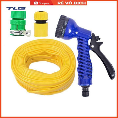 Bộ dây vòi xịt tưới cây, rửa xe 7-10M (cút nhựa nối nhựa xanh) 206843