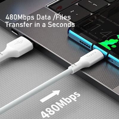 Cáp sạc nhanh 2.4A Baseus Mini White kết nối iPhone dây tròn dẻo đồng bộ dữ liệu cao dài 100CM - Hàng chính hãng