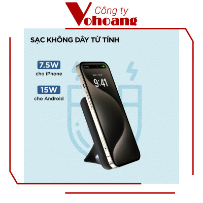 [Mỹ] Sạc dự phòng Energizer QM10002PQ Sạc nam châm từ tính Dung lượng 10000mAh tích hợp chân đế xếp gọn - Hàng chính hãng
