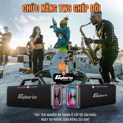 Loa Bluetooth Cyboris Battleship X12 Karaoke (Chiến hạm âm thanh), Công suất 200W, Loa siêu Bass, Chống nước IPX5, Pin cực khủng 18000mAh. Hàng Chính Hãng.