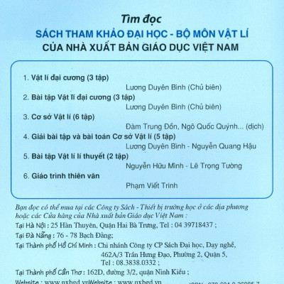 Vật Lí Đại Cương - Tập Một: Cơ-Nhiệt (Dùng Chung Các Trường Đại Học Khối Kĩ Thuật Công Nghiệp) - Tái bản lần thứ 26 năm 2023