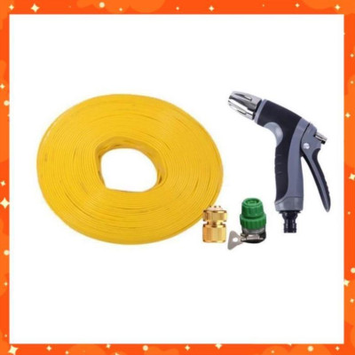 Bộ dây vòi xịt nước rửa xe,tưới cây tăng áp 3 lần 7-10m(cút đồng nối nhựa xanh) 206817 