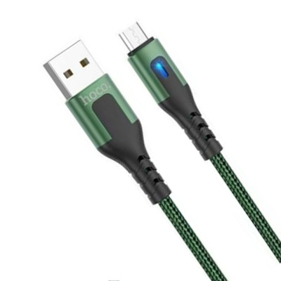 Cáp sạc nhanh 2.4A Hoco DU08 kết nối Micro tích hợp đèn Led dây dù dài 1M cho Android ( 3 màu ) - Hàng chính hãng