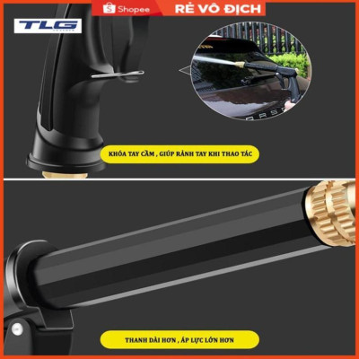 Bộ dây và vòi xịt rửa xe tưới cây tăng áp,vòi xịt rửa,vòi tưới cây 810-2498 (dây xanh- cút nối xanh)