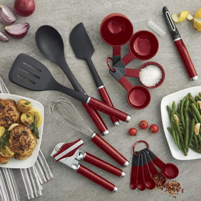 Sét dụng cụ nhà bếp 15 món KitchenAid đỏ hàng chính hãng