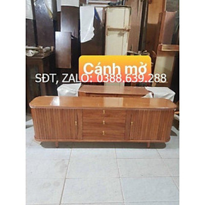 Kệ tivi cánh mở 2 màu óc chó và cánh gián