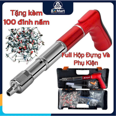 Máy Bắn Đinh Hạt Nổ Xuyên Bê Tông – Tặng 100 Đinh & Hộp Phụ Kiện, Vỏ Thép Trắng Siêu Bền