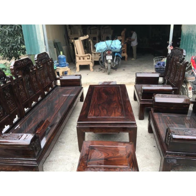 Bàn ghế phòng khách âu á hộp trương voi gỗ sồi mỹ 2m2