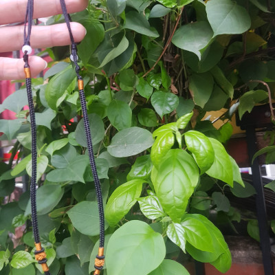 Sợi Dây ĐEN Đeo Cổ Mới Viền Họa Tiết màu Vàng 2 Bên dạng Rút đẹp Size dây dầy 3mm x dài trồng cổ Anh Chị tự chỉnh theo ý 23cm - 30cm Phối với mặt Phật, mặt dây chuyền nam nữ đeo được hết ạ
