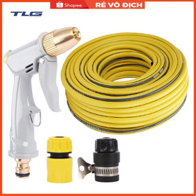 Bộ dây và vòi xịt rửa xe tưới cây tăng áp 3-5M (cút nhựa nối nhựa đen 713-2) 206846