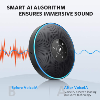 Loa Hội Nghị Emeet M2 - Tích Hợp Bluetooth, 4 Micro Công Nghệ VoiceIA, Họp Trực Tuyến 8 Người - Hàng Chính Hãng