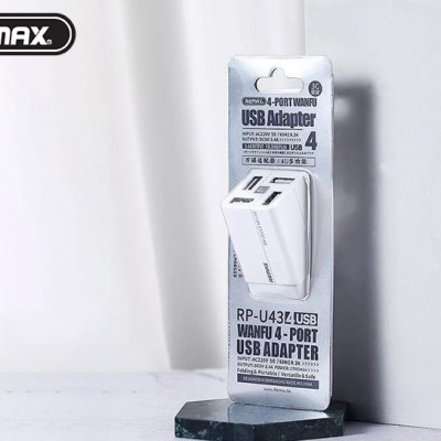 Củ sạc nhanh 4 cổng ra USB công suất 3.4A Remax RP-U43 - Hàng chính hãng