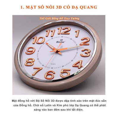 Đồng hồ Treo tường EASTAR KIM TRÔI Tròn có DẠ QUANG - Bảo hành 1 năm - Tặng Pin Maxell