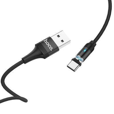Cáp Sạc Nam Châm Cho Samsung, Xiaomi, Oppo... Hoco U76 - Dây Sạc Type-C Từ Tính Báo Đèn, Cáp Dù Siêu Bền - Hàng Chính Hãng