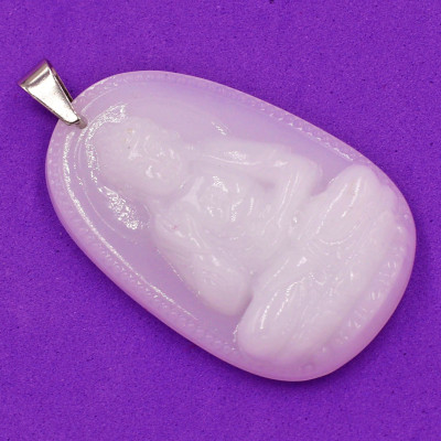 [Tuổi Tuất, Hợi] Mặt Dây Chuyền Phật A Di Đà Đá Thạch Anh Trắng Size Nhỏ 3.6cm & Size Lớn 5cm- Tặng Kèm Móc Inox - Phong Thủy 868 - May Mắn - Bình An