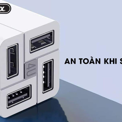 Củ sạc nhanh 4 cổng ra USB công suất 3.4A Remax RP-U43 - Hàng chính hãng