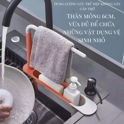Kệ Gác Bồn Rửa Chén Co Giãn Đa Năng – Có Giá Treo Khăn Tiện Lợi - HÀNG CHÍNH HÃNG MINIIN