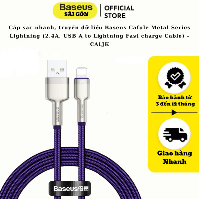 Cáp sạc nhanh Baseus Cafule Metal Series USB-IP CALJK  2.4A - hàng chính hãng