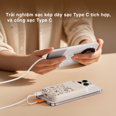 Pin sạc dự phòng sạc nhanh PD 20W ROCKSPACE P28 10.000 mAh Magnetic PD tích hợp cáp sạc nhanh - Hàng chính hãng bảo hành 12 tháng
