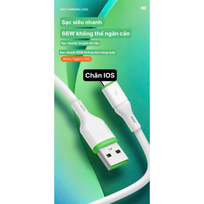 Dây sạc nhanh LI-TOP LX11 chân cắm IOS / L (hộp giấy) công suất 66W, Kim Ánh cho dùng thử 30 ngày, bảo hành hàng chính hãng 12 tháng
