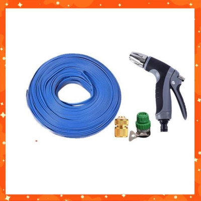 Bộ dây vòi xịt nước rửa xe,tưới cây tăng áp 3 lần 7-10m(cút đồng nối nhựa xanh) 206817 