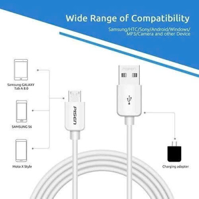 Cáp Pisen Micro USB 2A 800mm (MU01-800)- Hàng chính hãng, check QR kiểm tra và kít hoạt bảo hành