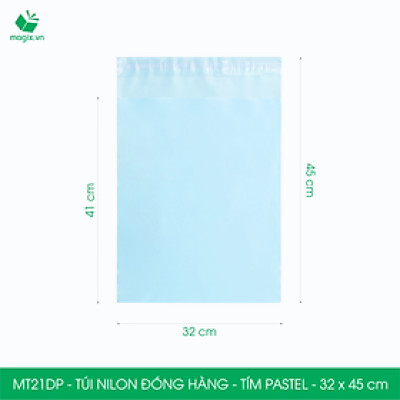 MT21DP - 32x45 cm - Túi nilon gói hàng - 200 túi niêm phong đóng hàng màu xanh pastel