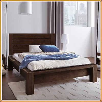 Giường ngủ Tundo gỗ sồi, mặt gỗ màu nâu óc chó 210 x 157 x 100cm