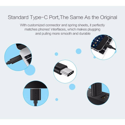 Dây cáp sạc Type-C dài 50cm hiệu CHOETECH AC001 hỗ trợ sạc nhanh cho điện thoại / Macbook (sạc nhanh 3A / QC 3.0 , truyền tải dữ liệu cao, vật liệu cao cấp) - Hàng chính hãng