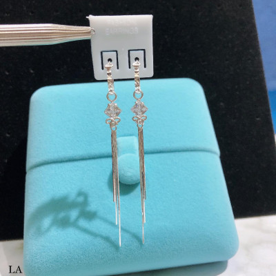Bông tai bạc thời trang hồ điệp tua trai thả dài chất liệu bằng bạc s925 SA0905