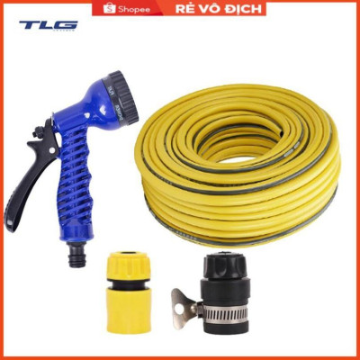 Bộ dây tăng áp 3 lần vòi xịt nước rửa xe, tưới cây loại 15m (cút nhựa nối nhựa đen 713-2) 206843