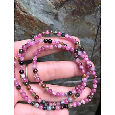 VÒNG TAY PHONG THỦY ĐÁ TOURMALINE TỰ NHIÊN XINH QUẤN TAY 3 VÒNG ĐỦ MÀU ĐẸP 3ly9 NỮ TẤT CẢ CÁC MỆNH ĐEO
