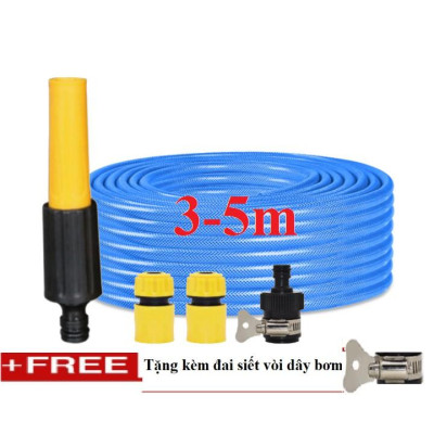 Bộ dây vòi xịt nước rửa xe, tưới cây . tăng áp 3 lần, loại 3m, 5m 206622-5 cút sập,nối đen+ tặng đai