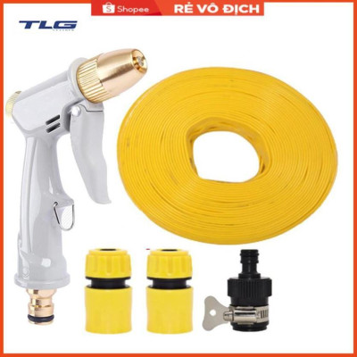 Bộ dây vòi xịt nước rửa xe, tưới cây tăng áp 3 lần, loại 20m (cút nhựa nối 713-1) 206846